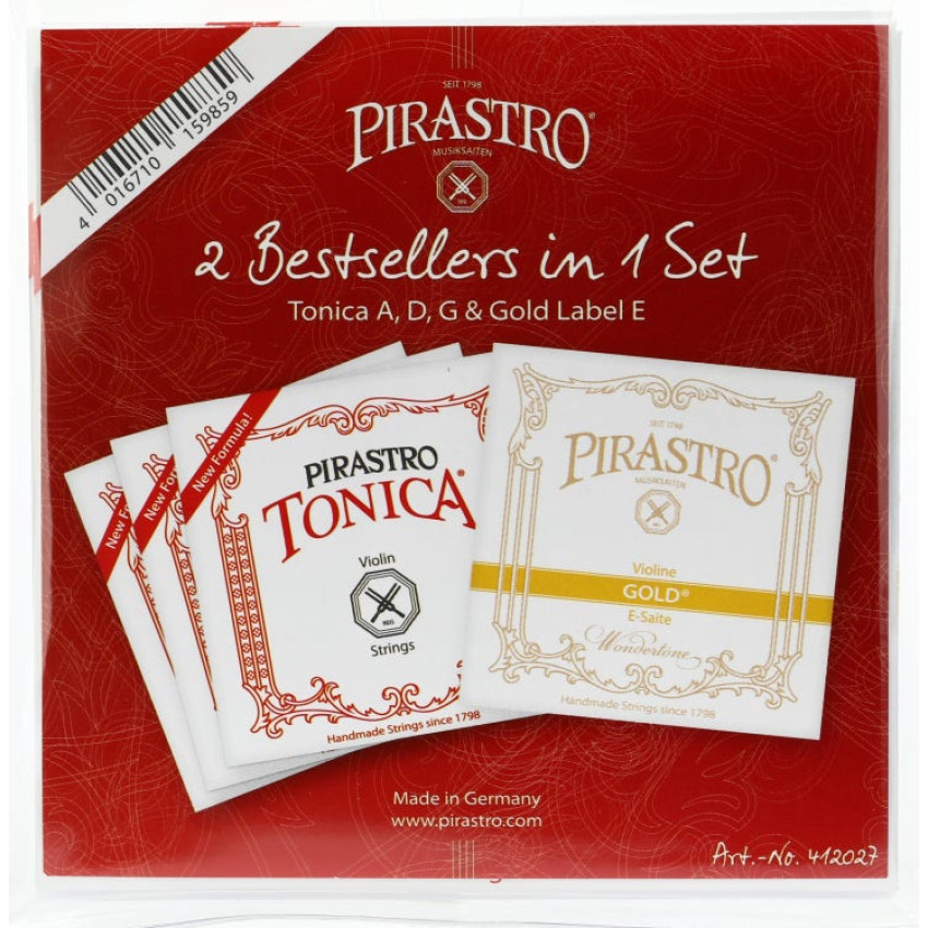 Tonica Violin String Gold Label E Set Pirastro 4/4